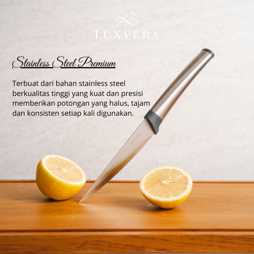 Luxvera Pisau Dapur Tajam 5 Inch - Knife Stainless Steel Anti Karat, Cocok untuk Pisau Buah & Sayur, Pegangan Nyaman, Pisau Premium Berkualitas, Pisau Serbaguna Wajib Punya untuk Dapur Modern - Gambar 3