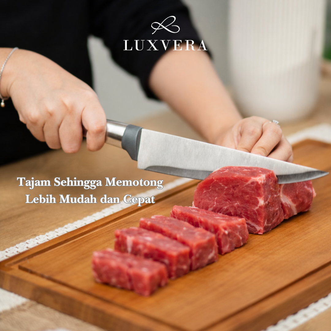 Luxvera Pisau Dapur Tajam 8 Inch - Pisau Daging Premium, Stainless Steel Anti Karat, Pegangan Nyaman & Kokoh, Chef Knife Serbaguna untuk Daging, Buah, Sayur ? Pisau Koki Berkualitas & Stylish - Gambar 2