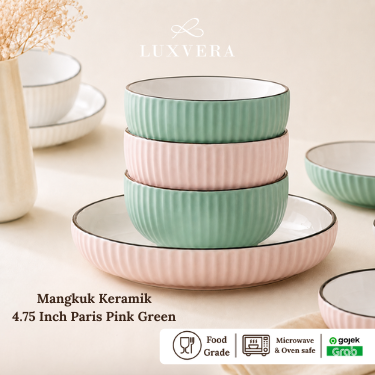 Mangkok Paris Pink Green 4.75 Inch