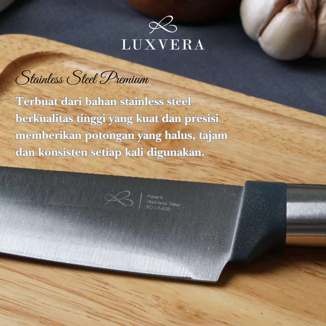 Luxvera Pisau Dapur Tajam 8 Inch - Pisau Daging Premium, Stainless Steel Anti Karat, Pegangan Nyaman & Kokoh, Chef Knife Serbaguna untuk Daging, Buah, Sayur ? Pisau Koki Berkualitas & Stylish - Gambar 3