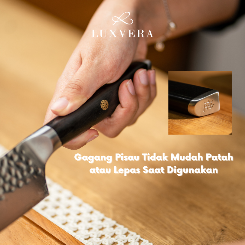 Luxvera Pisau Damascus Premium – Chef Knife Koki Profesional, Tajam, Anti Karat, Full Tang, Cocok untuk Pisau Daging, Sayur, Buah – Pisau Berkualitas Tinggi - Gambar 3