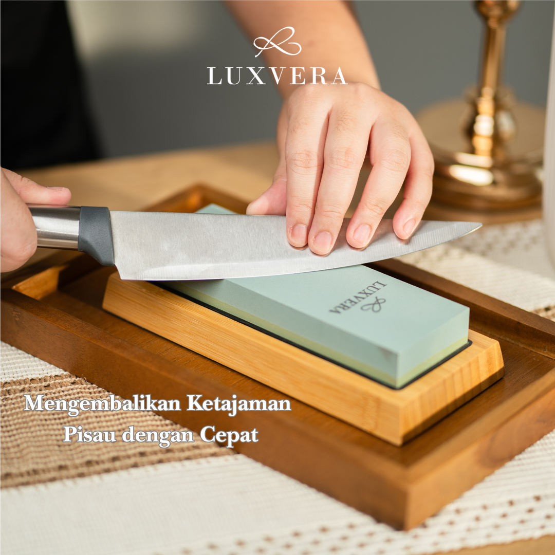 Luxvera Batu Asahan | Pengasah Pisau | WHETSTONE - Alat Asah Pisau Profesional, Batu Asahan Tajam, Pengasah Pisau Dapur, Perkakas Rumah Tangga yang Efektif dan Tahan Lama - Gambar 2