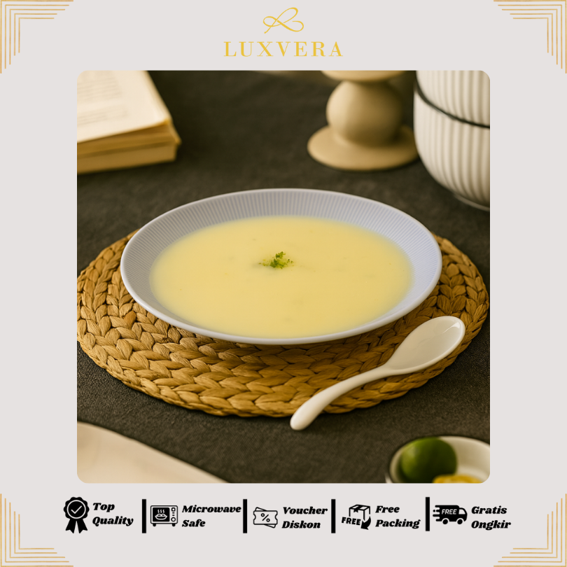 Luxora Mangkok Keramik Premium – Big Bowl Bluesky, Mangkuk Besar Keramik Elegan untuk Sup, Salad, Mangkuk Cafe & Resto, Cocok Peralatan Makan Mewah, Hadiah & Hampers