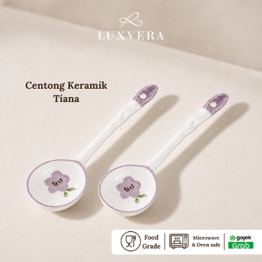 Luxora Centong Sup Keramik Tiana - Ceramic Soup Ladle Spoon Bone China Big Ladle untuk Sendok Sayur, Peralatan Makan, Souvenir, dan Kebutuhan Dapur yang Higienis dan Mudah Disteril