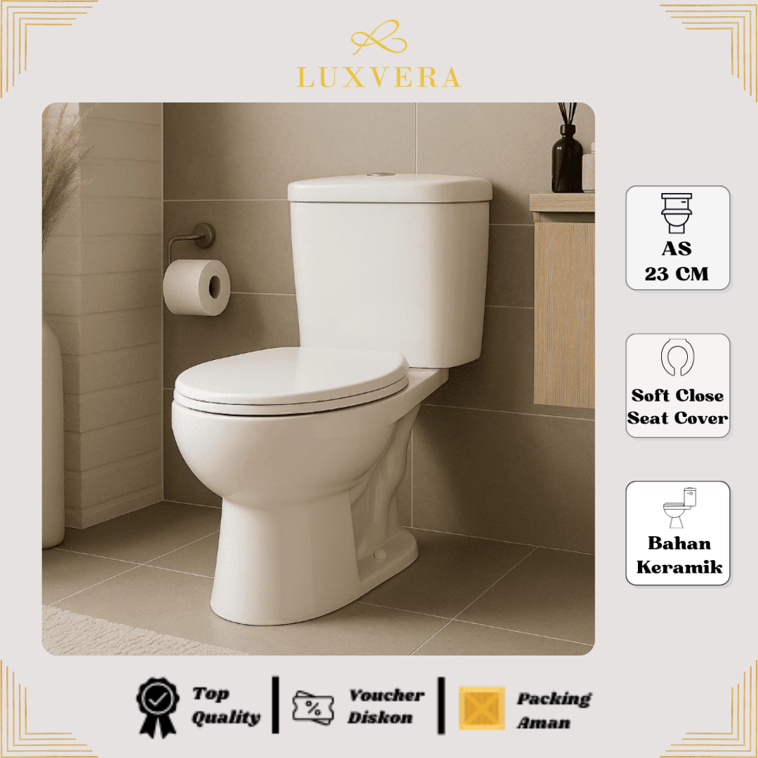 (Khusus Luar Jadetabek) Closet OXCO OX-1081 | Two Piece Toilet Closet Duduk / Kloset Duduk Toilet Duduk dengan Flush System American Standar - Desain Modern dan Higienis untuk Kamar Mandi