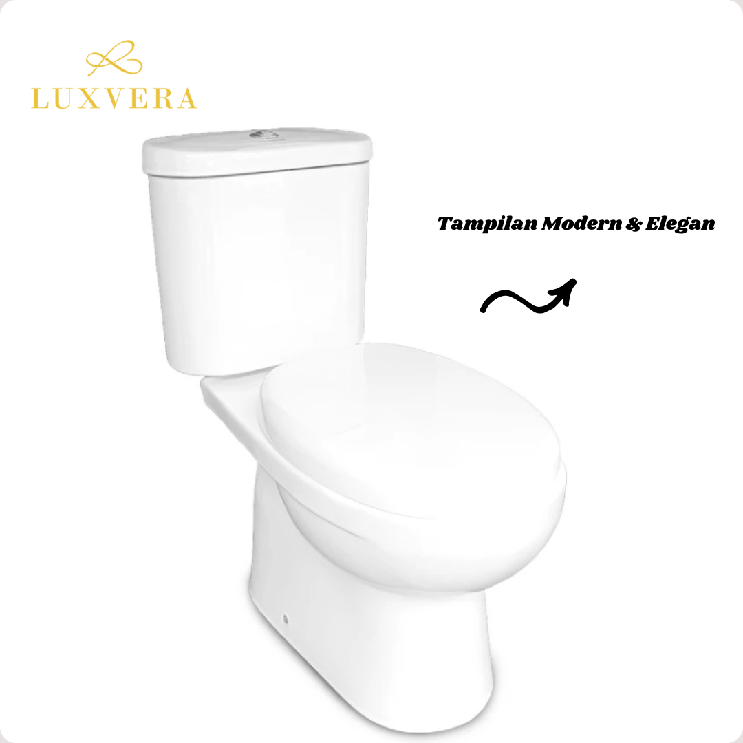 (Khusus Luar Jadetabek) Closet OXCO OX-1081 | Two Piece Toilet Closet Duduk / Kloset Duduk Toilet Duduk dengan Flush System American Standar - Desain Modern dan Higienis untuk Kamar Mandi - Gambar 2