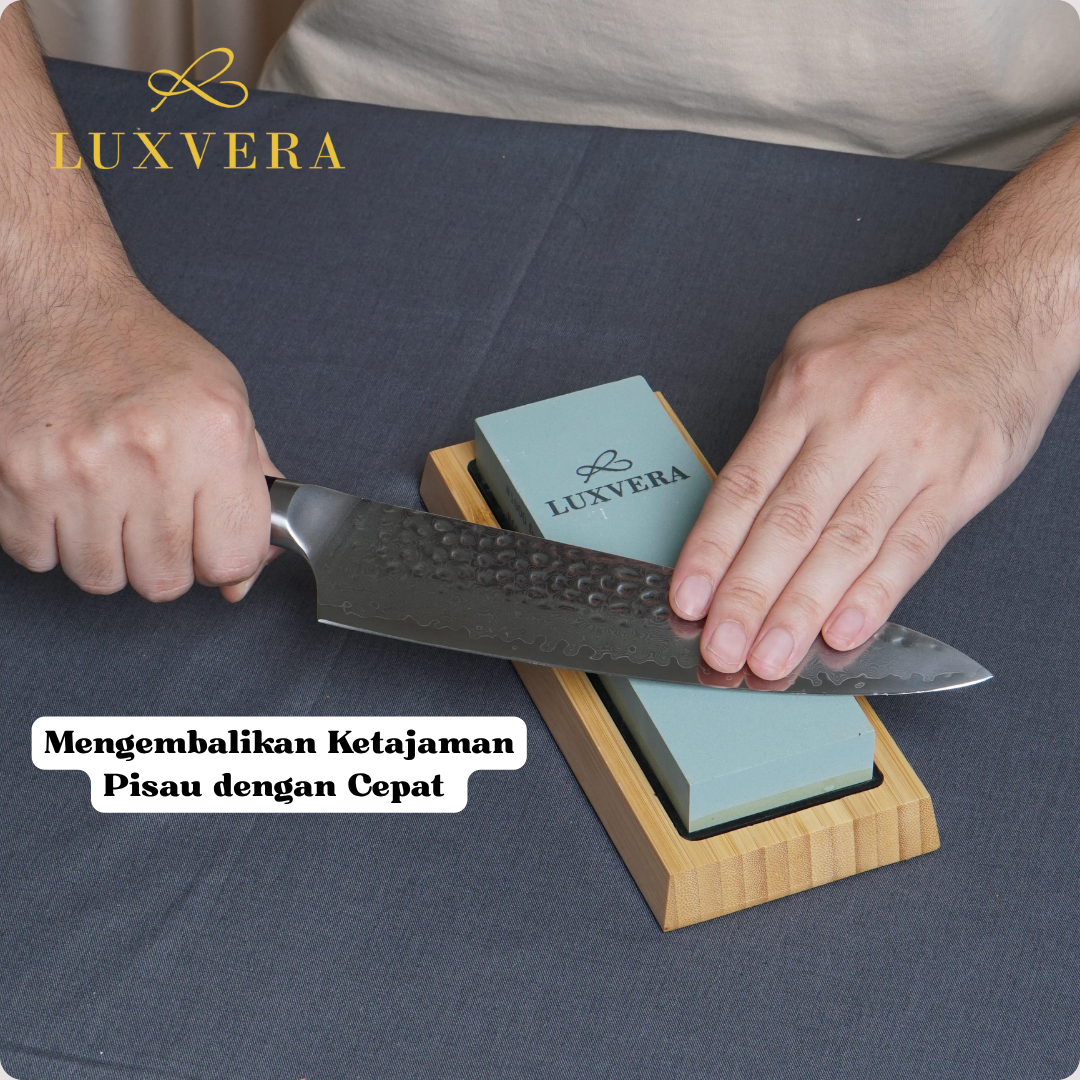 Luxvera BATU ASAHAN | PENGASAH PISAU | WHETSTONE - Alat Asah Pisau Profesional, Batu Asahan Tajam, Pengasah Pisau Dapur, Perkakas Rumah Tangga yang Efektif dan Tahan Lama - Gambar 2