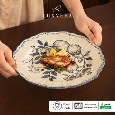Luxora Piring Keramik 10 inch Vienna - Piring Bulan Keramik Rice Plate Piring Makan, Peralatan Makan Restaurant, Cafe, dan Hotel | Cocok untuk Prasmanan dan Plate Set Makan Harian yang Elegan