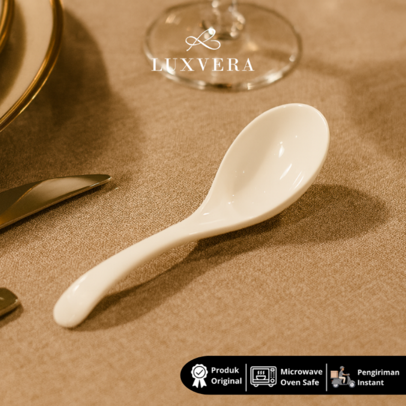 Luxora Sendok Bebek Keramik Paris White - Ceramic Chinese Soup Spoon Putih Polos untuk Sendok Bubur, Sup, Sendok Buah, Alat Makan, Souvenir yang Stylish dan Mudah Disteril