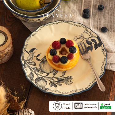 Luxora Piring Bulan Keramik 8 inch Vienna - Piring Bulan Keramik Rice Plate Piring Makan, Peralatan Makan Set untuk Restaurant, Cafe, dan Prasmanan | Desain Elegan untuk Dinner Plate Keluarga