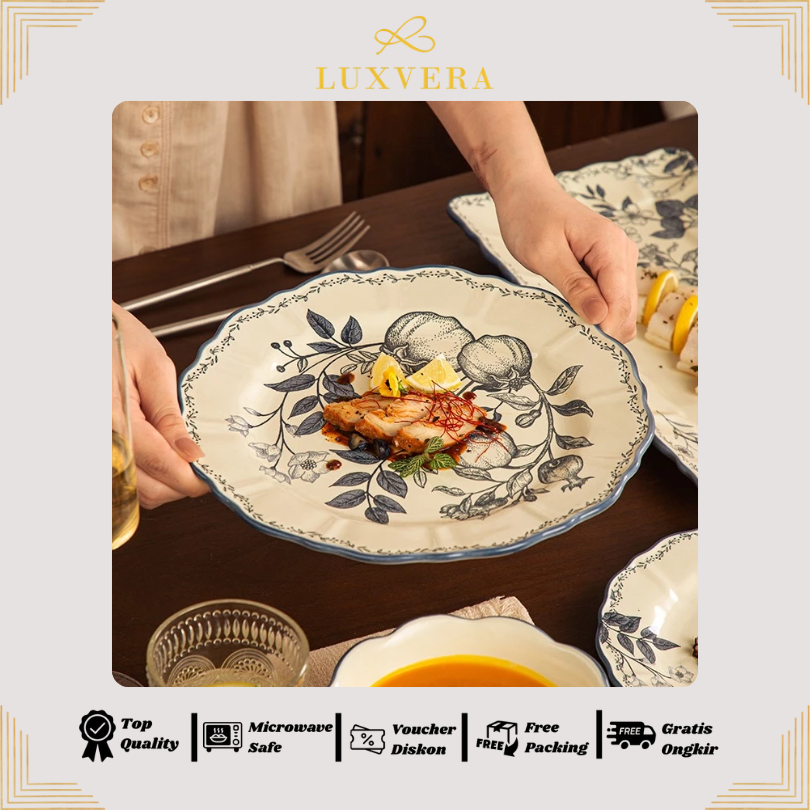 Luxora Dinner Plate Coupe Ceramic 10 inch Vienna - Piring Bulan Keramik Rice Plate Piring Makan, Peralatan Makan Restaurant, Cafe, dan Hotel | Cocok untuk Prasmanan dan Plate Set Makan Harian yang Elegan