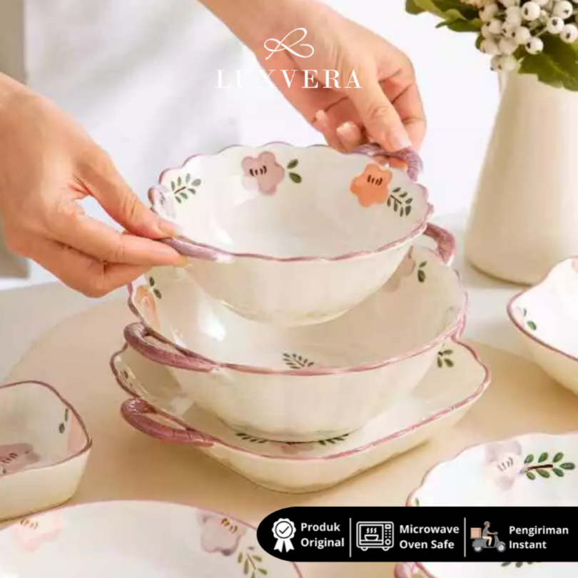 Luxora Mangkok Salad Keramik Besar 10 Inch Tiana – Bowl Premium, Cocok untuk Sayur, Sup, Ramen, Peralatan Makan Elegan, Cafe & Resto, Hadiah & Hampers Mewah