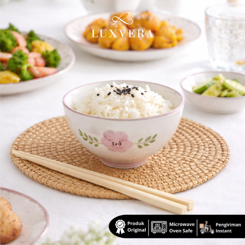 Luxora Mangkok Nasi Keramik Besar 6 Inch Tiana – Ceramic Rice Soup Bowl, Cocok untuk Salad, Ramen, Sup, Kuah, Peralatan Makan Elegan, Cafe & Resto, Hampers