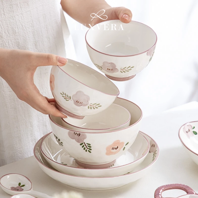 Luxora Mangkok Nasi Keramik Besar 6 Inch Tiana – Ceramic Rice Soup Bowl, Cocok untuk Salad, Ramen, Sup, Kuah, Peralatan Makan Elegan, Cafe & Resto, Hampers - Gambar 2