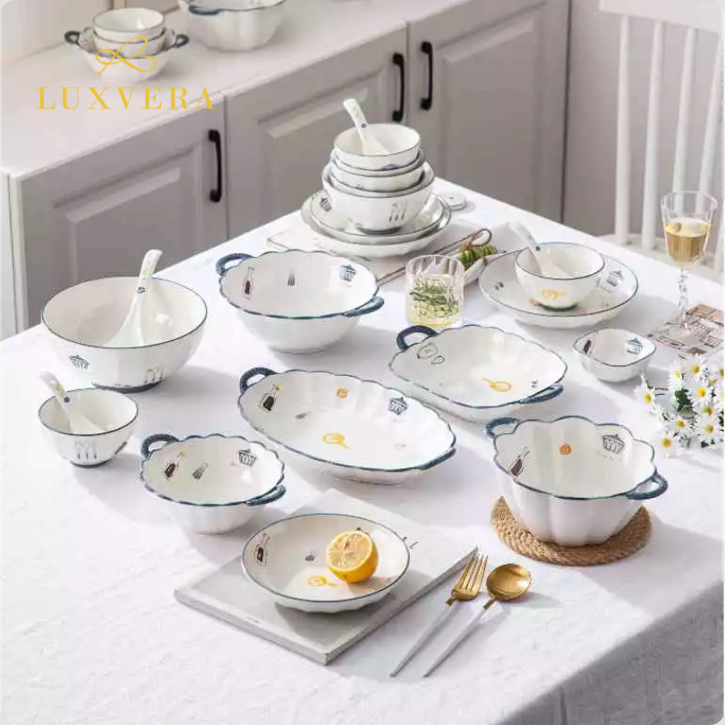 Luxora Mangkok Salad Keramik Besar 9.5 Inch Sofia | Bowl Premium, Cocok untuk Sup, Sayur, Ramen, Mie, Peralatan Makan Elegan, Cafe & Resto, Hampers & Kado - Gambar 4