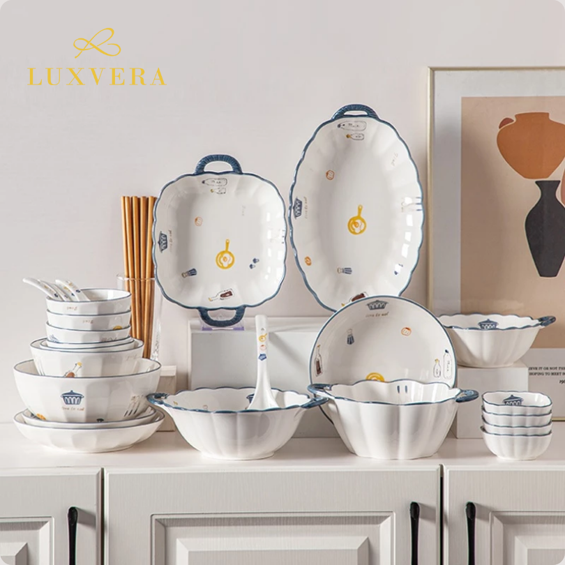 Luxora Mangkok Salad Keramik Besar 9.5 Inch Sofia | Bowl Premium, Cocok untuk Sup, Sayur, Ramen, Mie, Peralatan Makan Elegan, Cafe & Resto, Hampers & Kado - Gambar 5