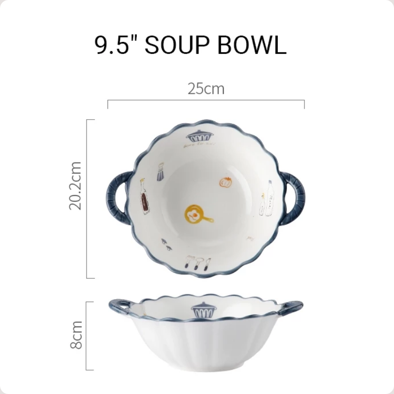 Luxora Mangkok Salad Keramik Besar 9.5 Inch Sofia | Bowl Premium, Cocok untuk Sup, Sayur, Ramen, Mie, Peralatan Makan Elegan, Cafe & Resto, Hampers & Kado - Gambar 3