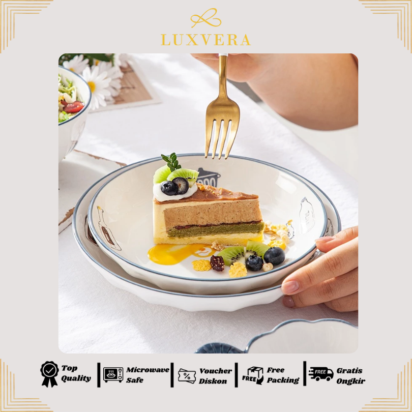 Luxora Dinner Plate Coupe Ceramic 8 inch Sofia - Piring Bulan Keramik Rice Plate Piring Makan, Peralatan Makan Restaurant, Cafe, dan Hotel | Ideal untuk Plate Set Harian dan Acara Prasmanan yang Mewah