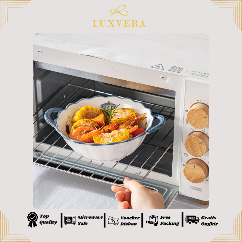 Luxora Mangkok Salad Keramik Besar 9.5 Inch Sofia | Bowl Premium, Cocok untuk Sup, Sayur, Ramen, Mie, Peralatan Makan Elegan, Cafe & Resto, Hampers & Kado - Gambar 2