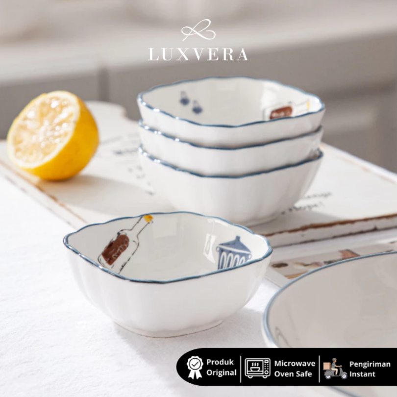 Luxora Piring Sambal Keramik 4 inch Sofia - Ceramic Sauce Plate Condiment Cup, Mangkok Tempat Saos Saus Sambal Saucer Dish untuk Restoran, Cafe, Hotel, dan Perlengkapan Makan Prasmanan yang Elegan