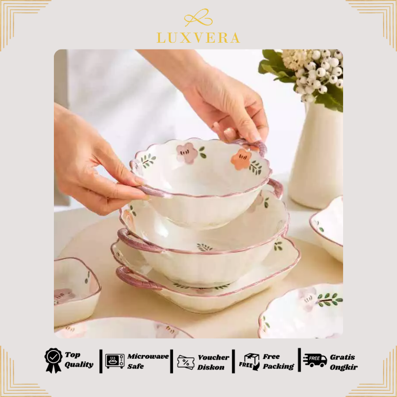 Luxora Mangkok Salad Keramik Besar 10 Inch Tiana – Bowl Premium, Cocok untuk Sayur, Sup, Ramen, Peralatan Makan Elegan, Cafe & Resto, Hadiah & Hampers Mewah