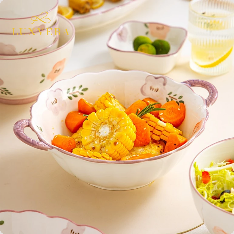 Luxora Mangkok Salad Keramik Besar 10 Inch Tiana – Bowl Premium, Cocok untuk Sayur, Sup, Ramen, Peralatan Makan Elegan, Cafe & Resto, Hadiah & Hampers Mewah - Gambar 2