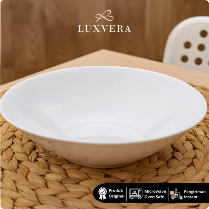 Luxora Mangkok Keramik Putih 8.6 CM – White Bowl Premium, Mangkuk Nasi, Sup, Salad, Cocok untuk Peralatan Makan Elegan, Hadiah, Hampers Keramik Mewah