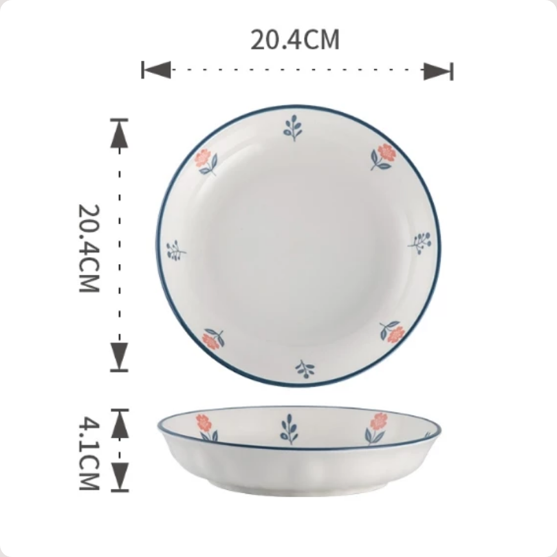 Luxora Piring Makan Keramik 8 inch Louisa - Piring Bulan Keramik Rice Plate Piring Makan, Peralatan Makan Restaurant, Cafe, dan Hotel | Cocok untuk Plate Set Harian dan Kebutuhan Prasmanan Elegan - Gambar 3