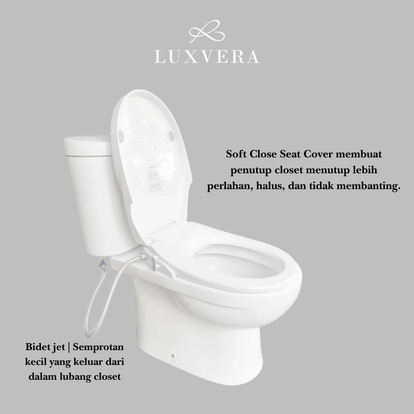 (Area Jadetabek) CLOSET OXCO 108 - 1081 Two Piece Toilet Closet Duduk / Kloset Duduk Toilet Duduk dengan Flush System American Standar - Desain Modern dan Higienis untuk Kamar Mandi - Gambar 3
