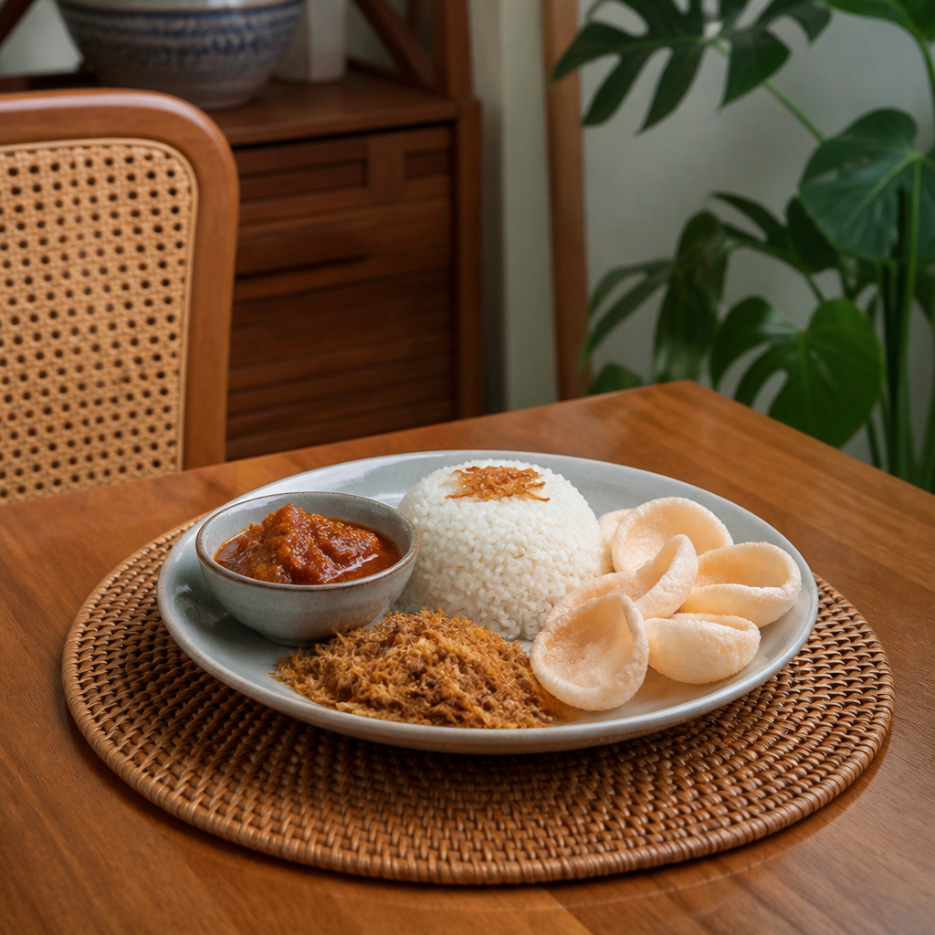 piring keramik untuk menu dalam suasana rumah yang rapi
